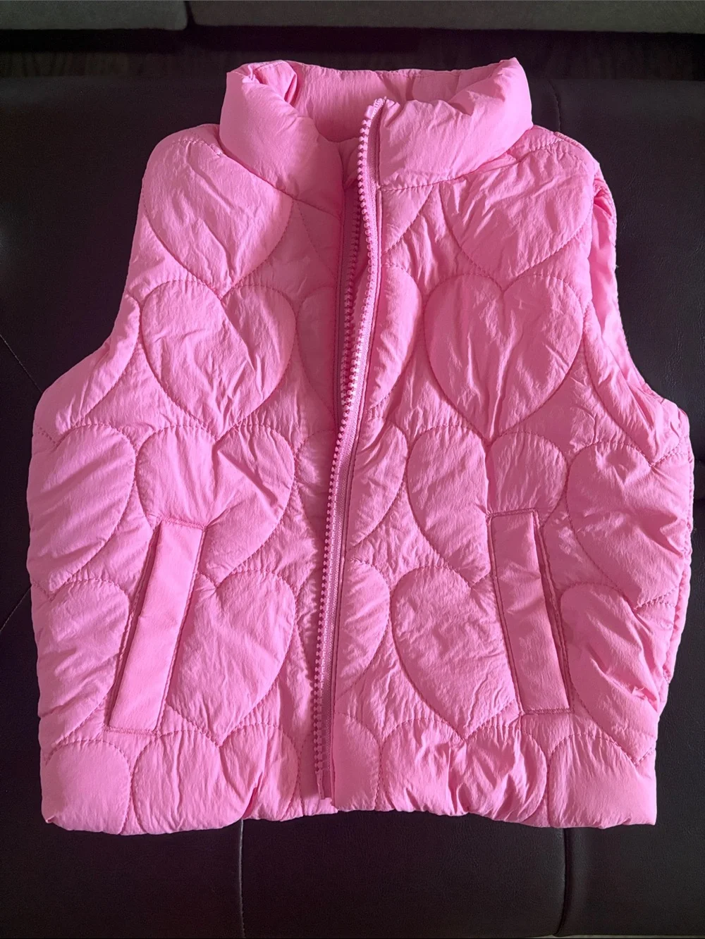 Old Navy Pink Heart-Quilted Puffer Vest for toddler girls